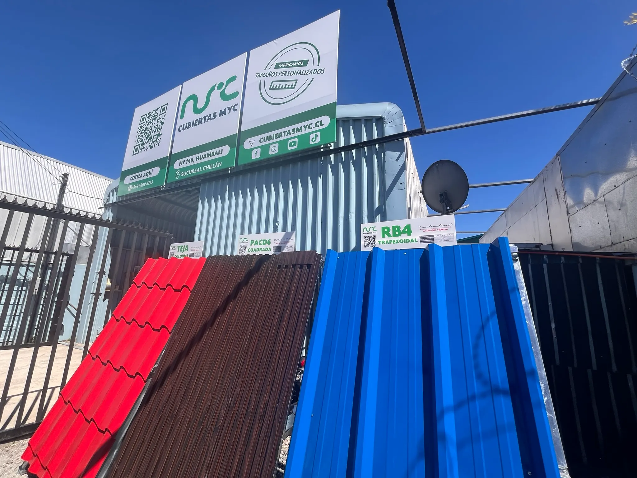 Sucursal Cubiertas M&C en Chillán - Planchas de zinc, policarbonato y cercos